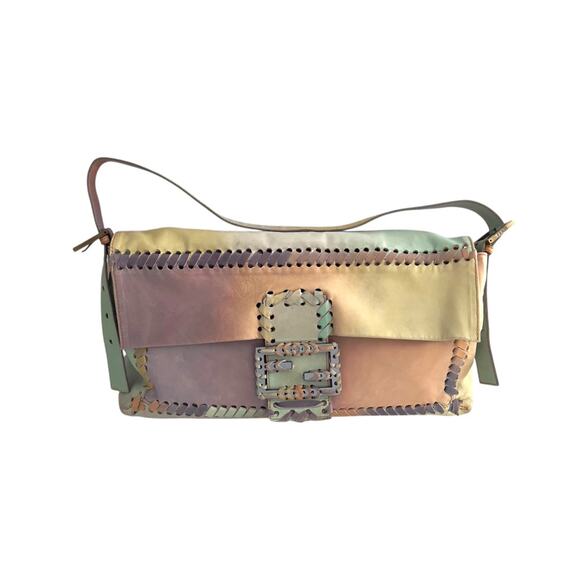 Vintage Fendi XXL Pastel Rainbow Whipstitch Baguette-B - Picture 1 of 11